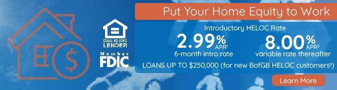 2.99% APR 6 month HELOC intro rate and 8.00% APR variable rate thereafter, click to learn more