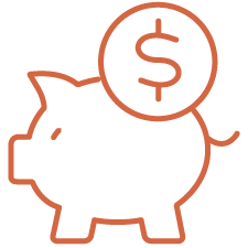 piggy bank with dollar sign line art icon